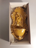 Wax holy water holder with golden color, holy relic in new condition in box