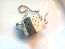 Régi angol ezüstözött teás kanna teaszűrő jelzett 