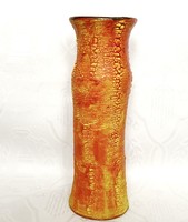 Retro narancs kerámia iparművész váza, 26 cm.