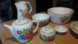 Virágos Gránit kerámiák - kávés készlet, teáskanna és cukortartó, kancsó, tálak,fali tányér, sótartó