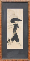 Excellent drawing from 1911 - plum: the lady walking the dog