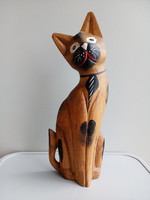 Fából faragott  cica /macska  25 cm - es vandalili részére