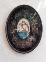 Régi szentkép ovális fali kép Mária