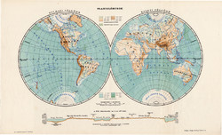Planiglóbusok, világtérkép 1913, eredeti, atlasz, Kogutowicz Manó, térkép, félgömb, régi, félteke