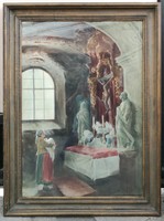 Soproni Horváth József Szt György templomból című nagyméretű akvarellje