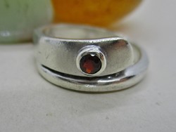 Szép régi art deco gránátköves ezüst gyűrű 