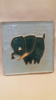 Iparművészeti kerámia fali kép (elefánt)