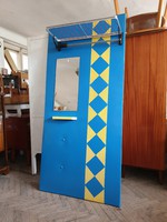 Régi retro műbőr előszobafal mid century tükrös előszoba fogas bútor