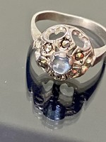 Lenyűgöző antik ezüst gyűrű Akvamarin kővel ékesítve