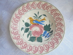Miskolcz porcelán madaras rózsás fali tányér