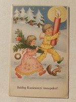 Régi karácsonyi képeslap 1943 angyalos mókusos levelezőlap
