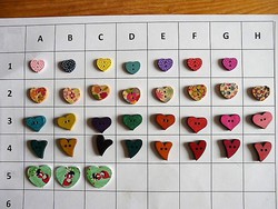 Heart, heart button, wood button collection for clothes, bags, scrapbooking