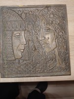 Female faces with metal relief 24 × 25 × 1 cm for about 3.5 kg of cleopatra