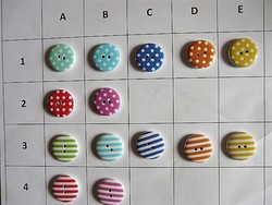 25 Mm wooden button, button from the collection for scrapbooking, for clothes, bags striped, dotted