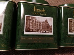 Három darab Harrods teásdoboz (sorozat) : English Breakfast, Ceylon és Earl Grey Tea. 