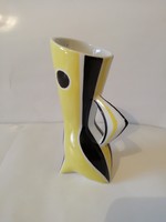 Zsolnay - sárga- fekete dekoros váza, hibátlan 16 cm