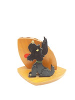 Retro wooden dog pencil holder - fox, fox terrier table ornament