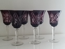 6 darabos muránói kristály borospohár készlet