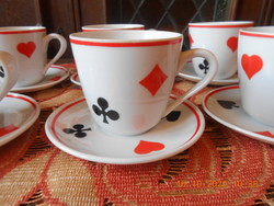 Zsolnay francia kártya mintás kávés csészék 6 db