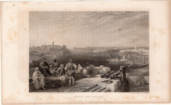 Rabat és Salé, acélmetszet 1837, eredeti, 9 x 14 cm, metszet, Marokkó, Afrika, észak, Sallee