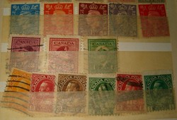 14 darab régi canadai és angol bélyeg kis lot 1 forintról akció KIÁRUSÍTÁS