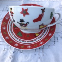 Minőségi karácsonyi porcelán teás csésze alátéttel