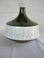 Hollóházi porcelán retro váza fa erdő mintával