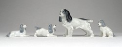 1B474 Régi Metzler - Ortloff porcelán spániel kutya család 4 darab