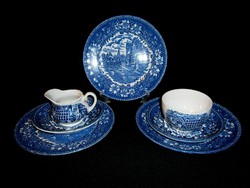 J_099-101Angol Royal Tudor Ware Staffordshire kék jelenetes porcelánok