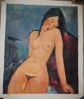 Modigliani Ülő akt kézzel festett replika