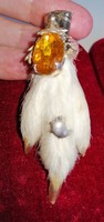 Old lucky amulet brooch grouse foot very special hunting badge