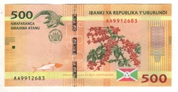 500 frank francs 2015 Burundi UNC