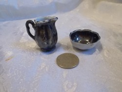 régi mini porcelán mosdó tál és kancsó 4,5cm
