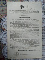 Preis  Bestimmungen   Freinstadt Odenburg Burgmeisteramt  1855. Juli 9.