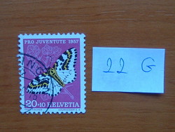 SVÁJC 20 + 10 (R) 1957 Pro Juventute - Leonhard Euler - 250. évfordulója rovarok  22G