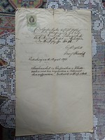 Hivatalos irat Oedenburg 1873. August 16.