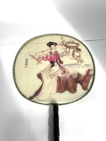 Régi kézzel festett selyem japán gésa legyező Silk Geisha Fan