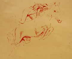 Melocco Miklós: Ló és lány, 1990 - művészi litográfia, 9/100