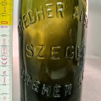 "Brecher Albert Szeged Dreher Ser 0.55 l" olajzöld sörösüveg (1354)