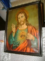 Régi képkeret szent képpel -  Jézus