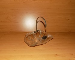 Antik üveg kínáló ezüstözött alpakka fogantyúval (6p)