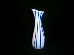 Aquincumi kék csíkos Art Deco porcelán váza 17 cm magas