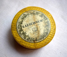 Antique l.Leichner's powder paper box with miller / mozer traffic sticker