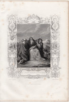 Mózes kezeinek feltartása, acélmetszet 1852, metszet, eredeti, 18 x 21, angol, Biblia, Ószövetség