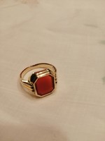 835-ös aranyozott ezüst pecsétgyűrű gyűrű karneol vagy borostyán kővel
