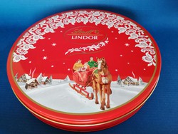 Christmas lindt metal box with embossed pattern