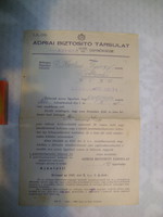 Adriai Biztosító Társulat - Szeged Ügynöksége - 1935 - régi dokumentum