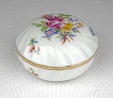 1C352 Régi virág mintás kisméretű Herendi porcelán bonbonier