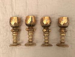 Römer 19. század   aranyozott  zománcfestett poharak