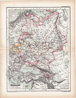 Oroszország térkép 1870, eredeti, német nyelvű, atlas, Kozenn, régi, antik, XIX. század